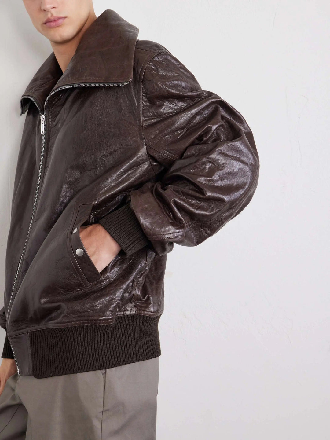 Flap Leather Jacket