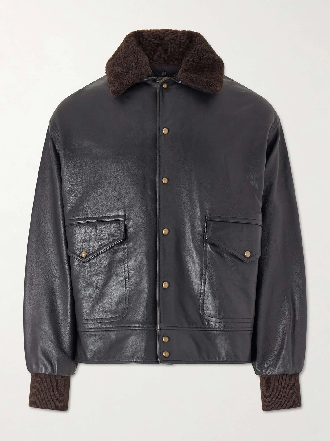 Shearling-trimmed leather jacket