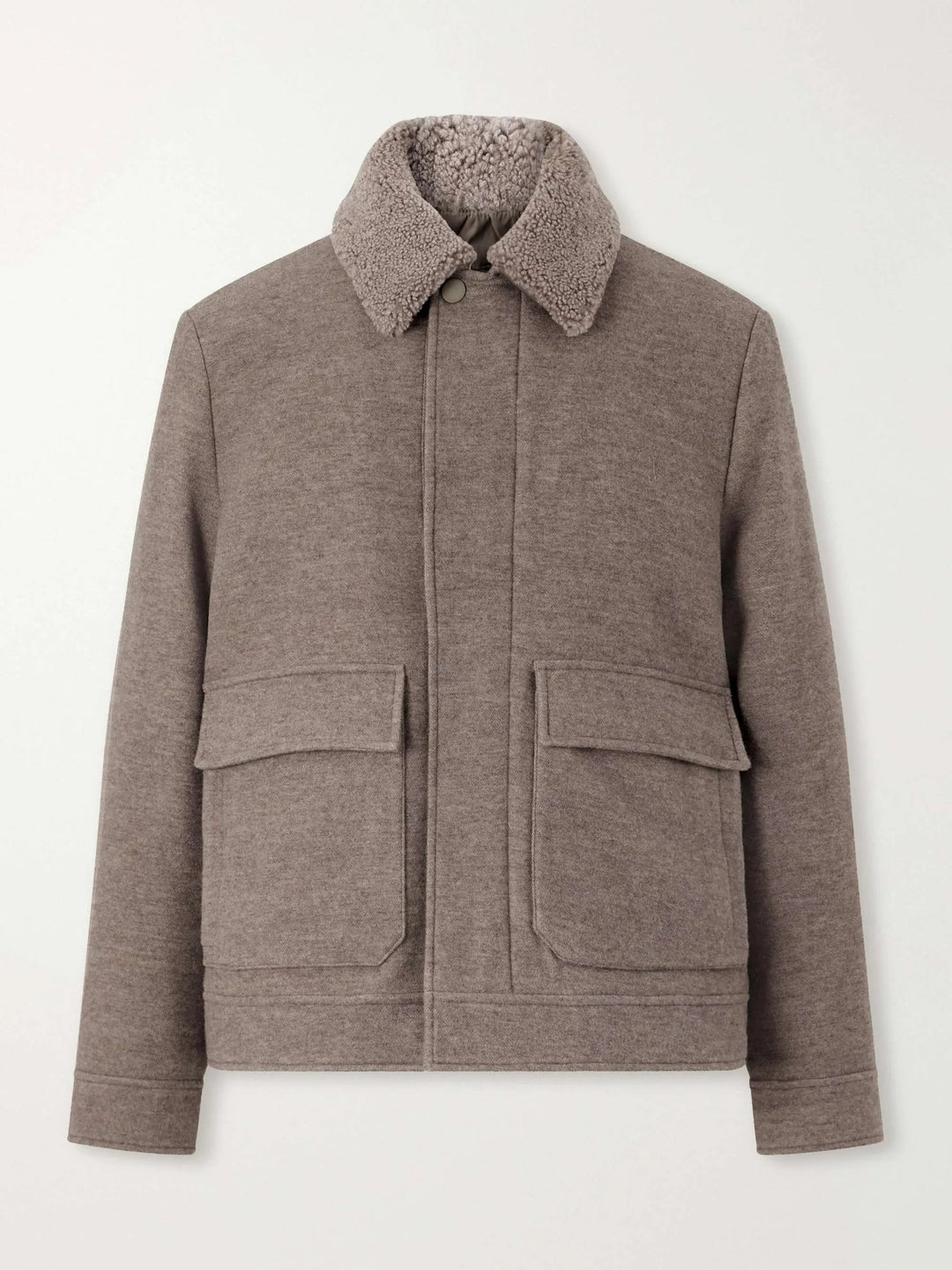 Shearling-Trimmed Wool Bomber Jacket