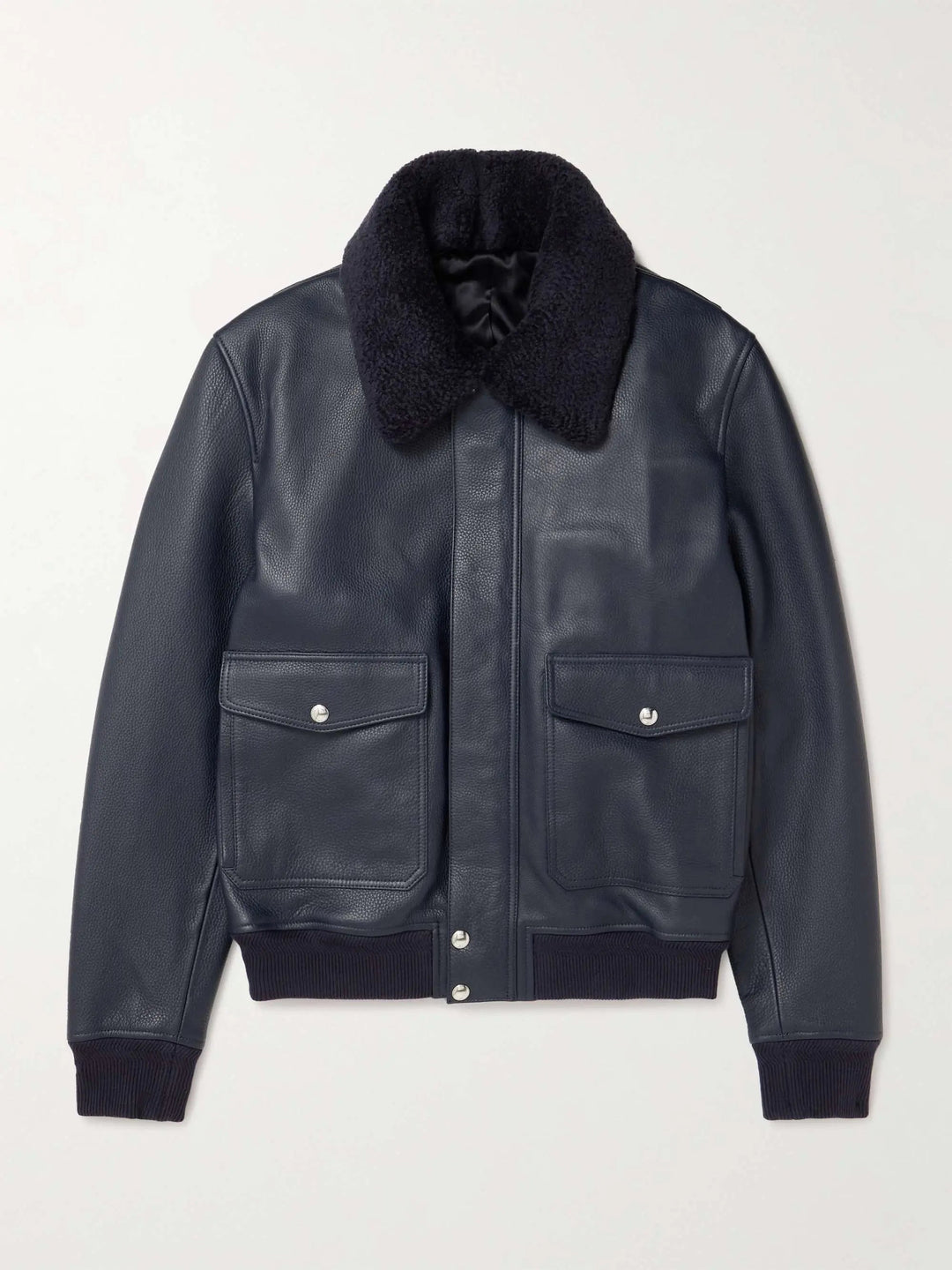 Shearling-Trimmed Leather Jacket