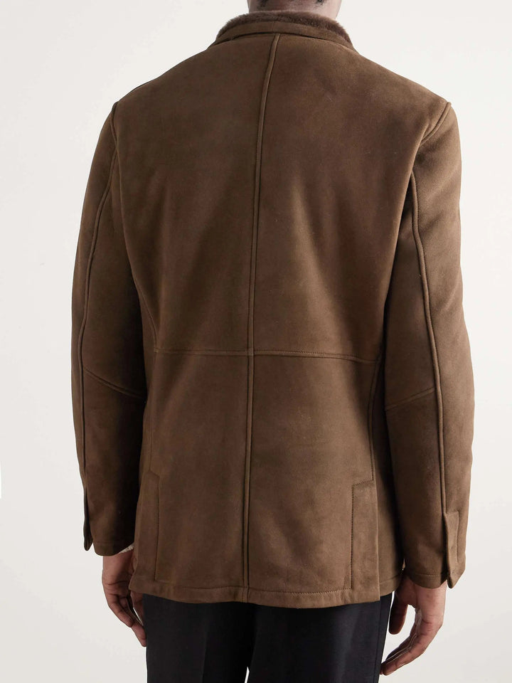 Double-Breasted Shearling Overcoat