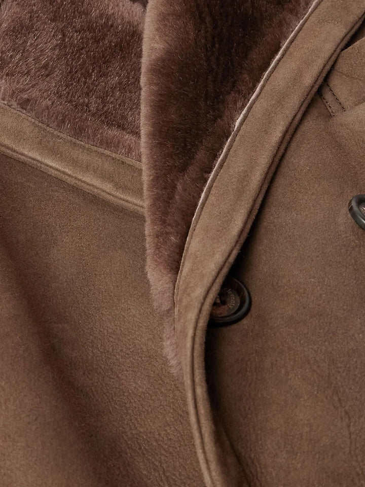Double-Breasted Shearling Overcoat