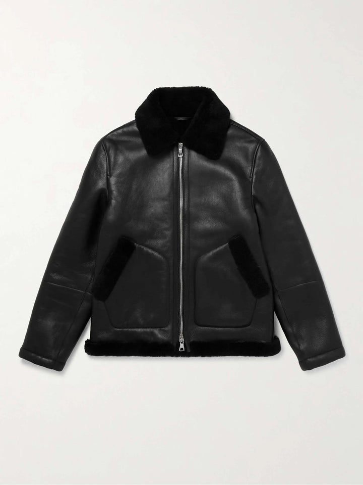 Shearling-Lined Leather Jacket