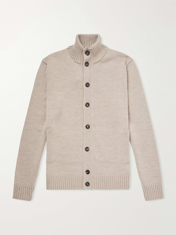 Button Wool Cardigan Beige