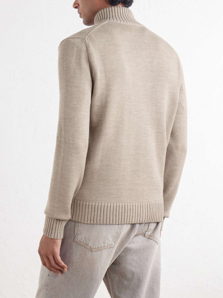 Button Wool Cardigan Beige