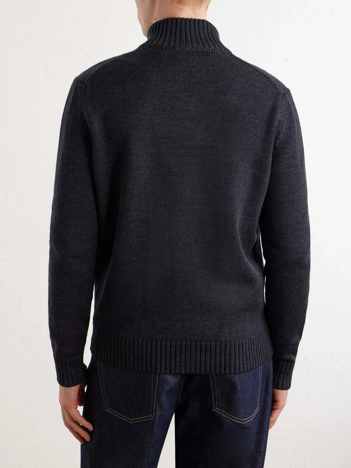 Button Wool Cardigan Black
