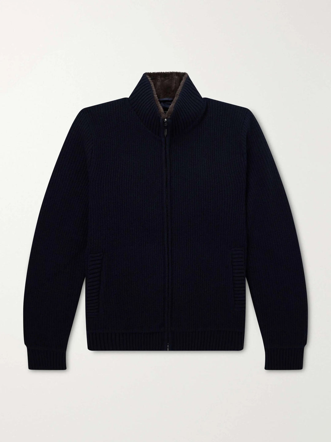Zip-Up Sweater With Wool Neck