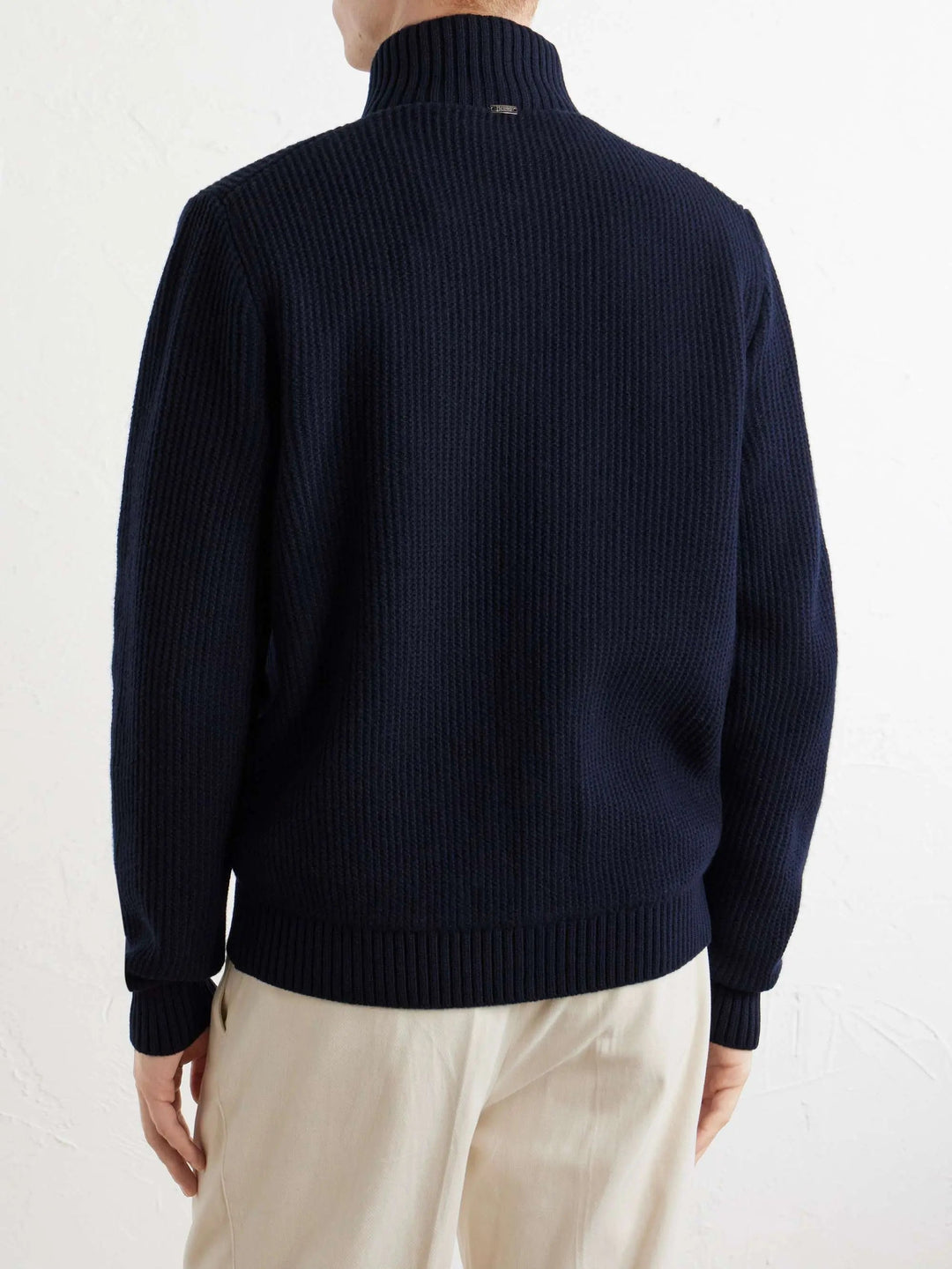 Zip-Up Sweater With Wool Neck