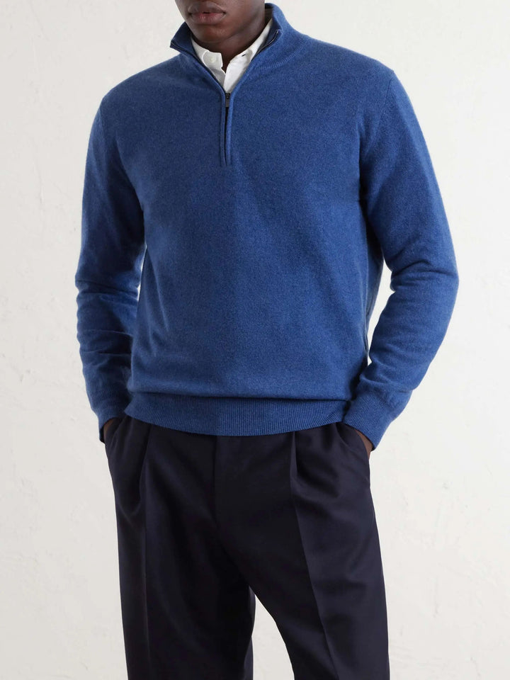 Wool Half-Zip Sweater Blue