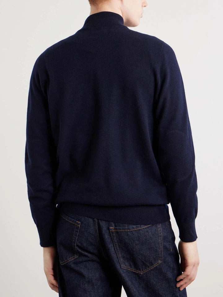 Wool-Blend Half-Zip Sweater Navy