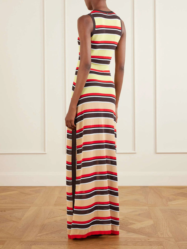 Striped knitted maxi dress