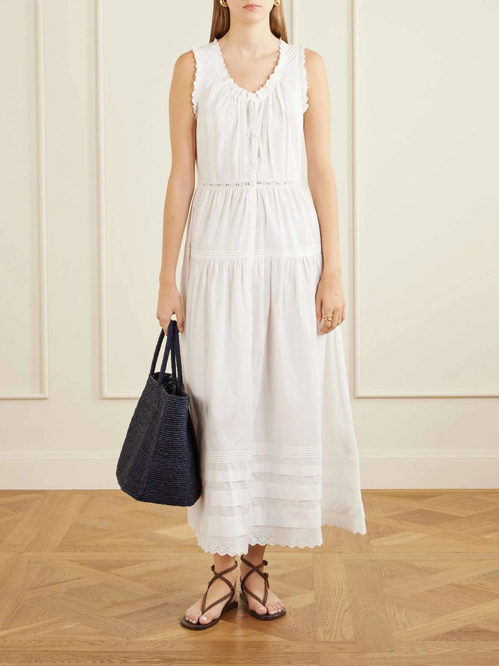 Organic cotton midi dress white