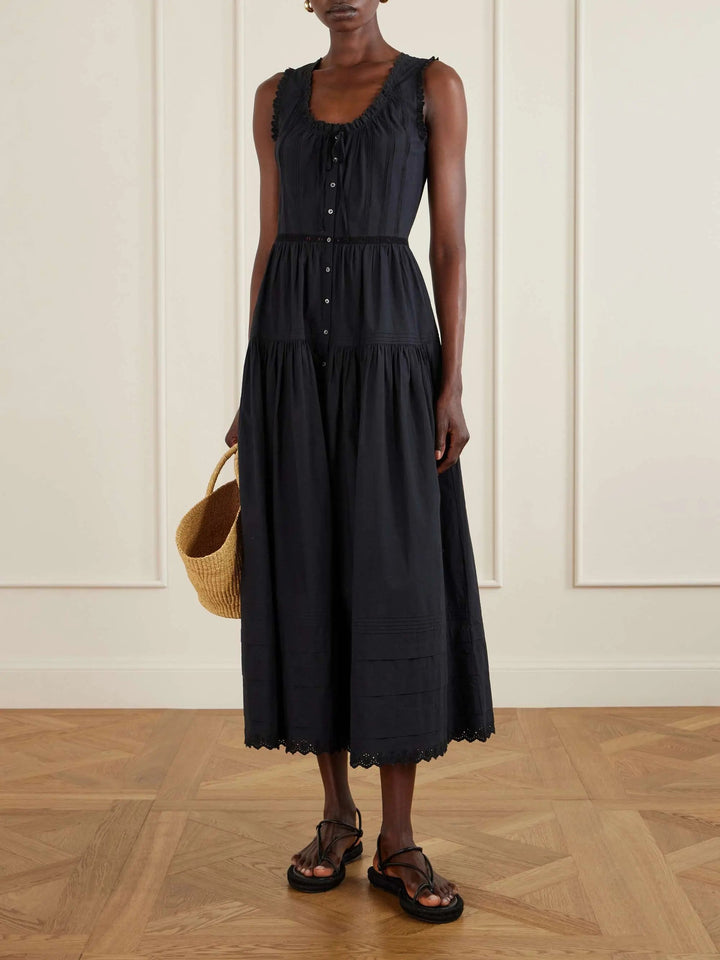 Organic cotton midi dress black