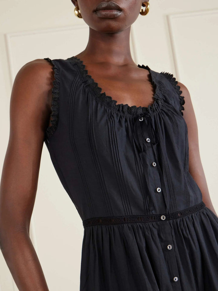 Organic cotton midi dress black