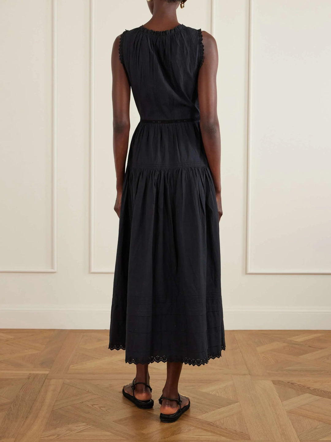 Organic cotton midi dress black