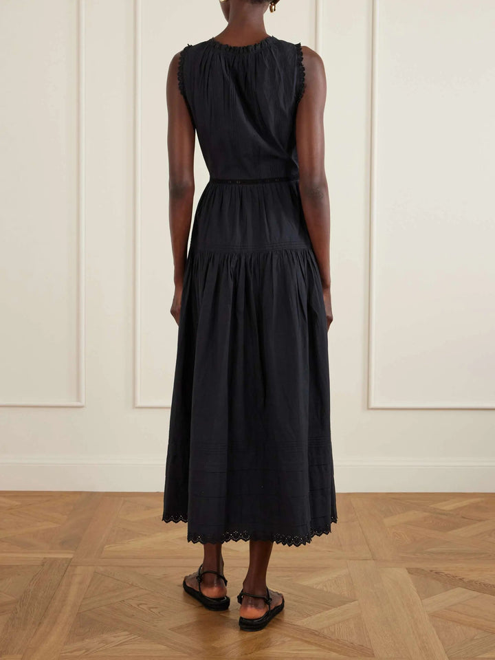 Organic cotton midi dress black