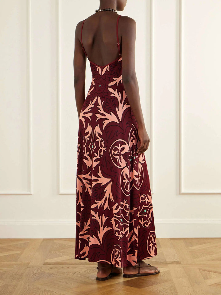 Printed cotton midi dress