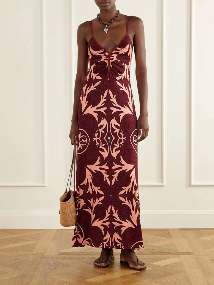 Printed cotton midi dress