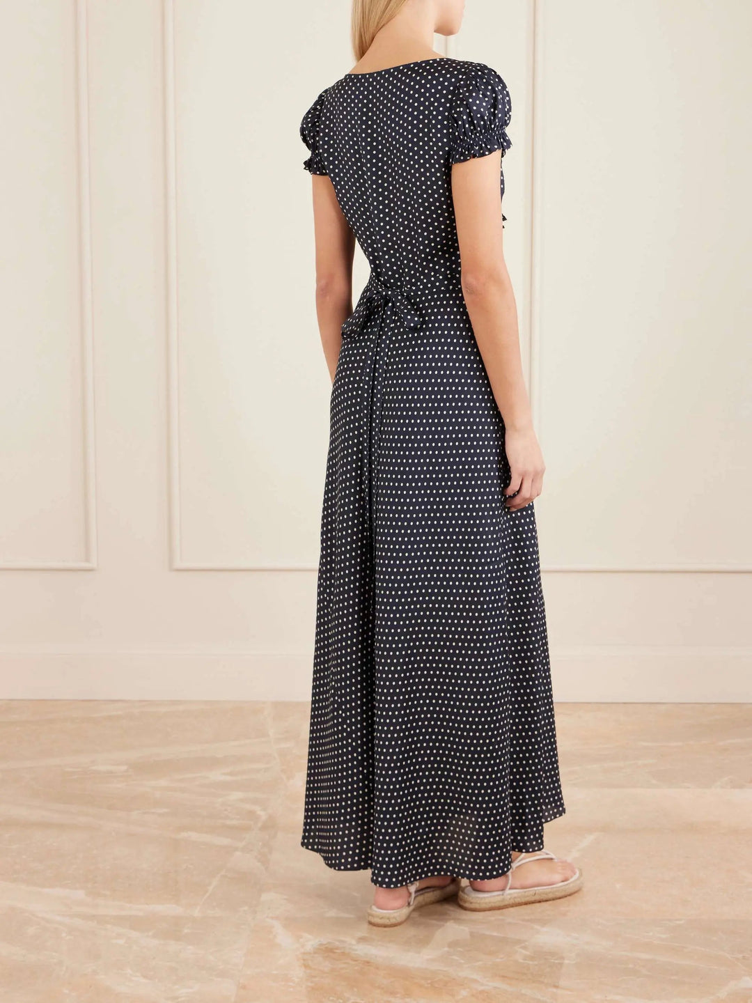 Polk-dot twill maxi dress