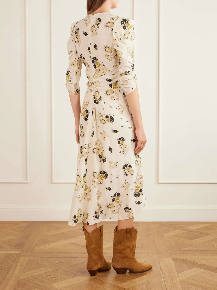 Floral twill maxi dress