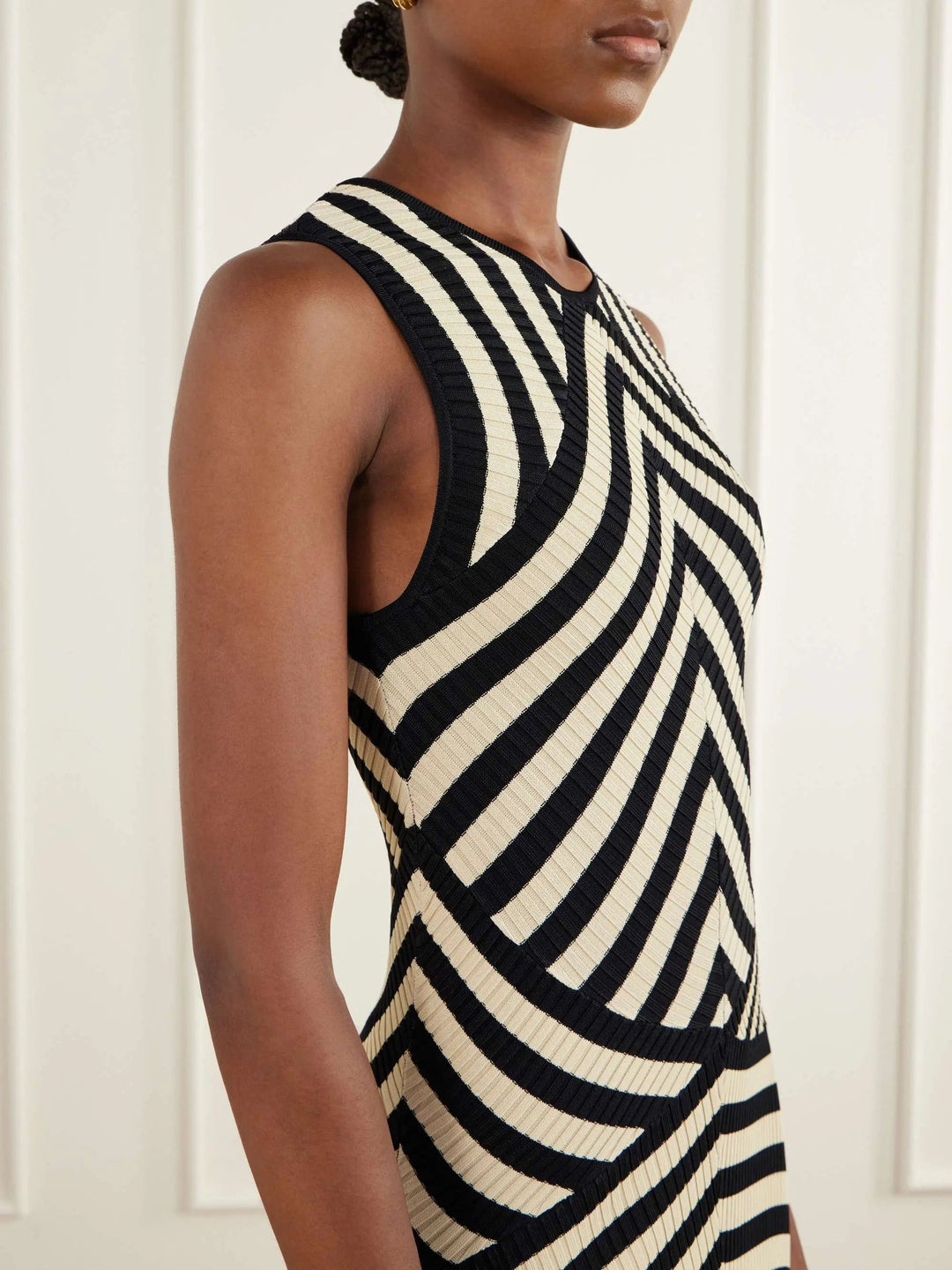 Striped ribbed midi dress