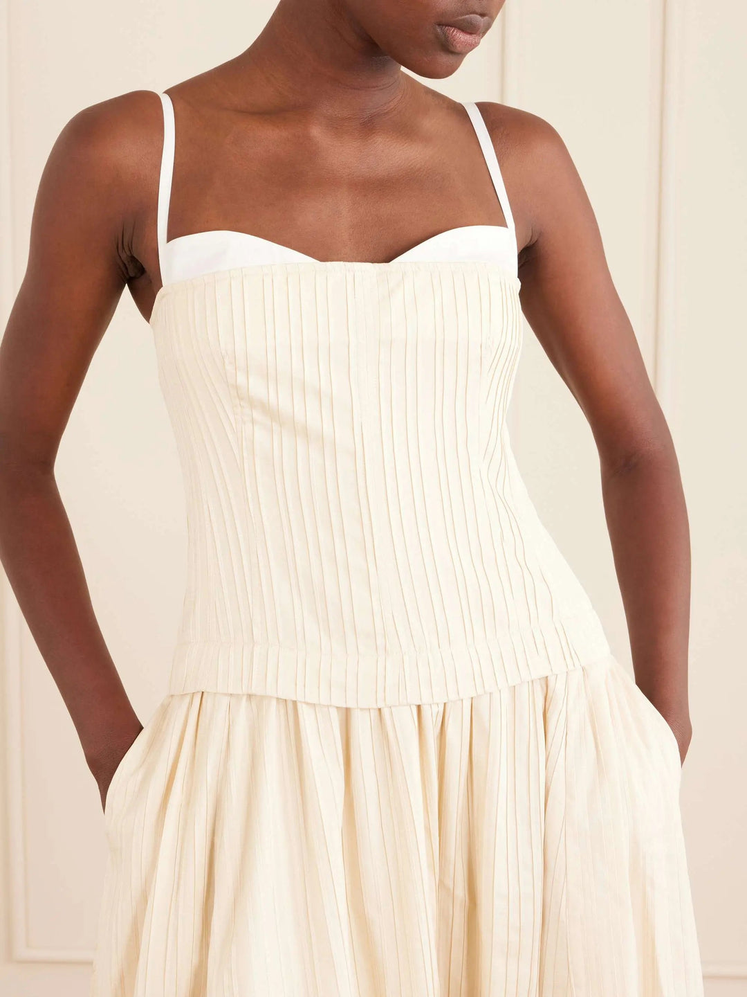 Striped silk midi dress