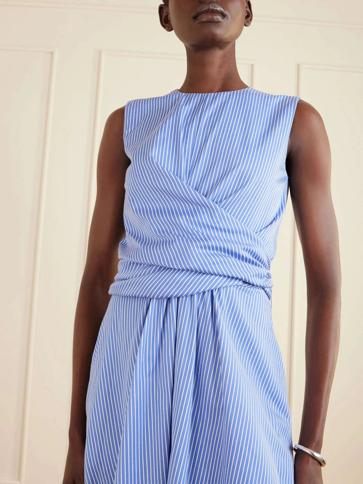 Striped cotton midi dress