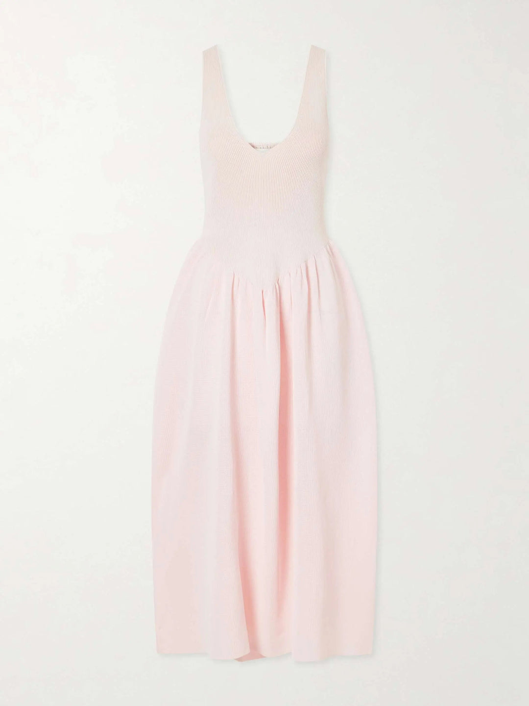 Ribbed and woven midi dress