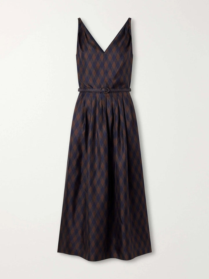 Silk-twill midi dress