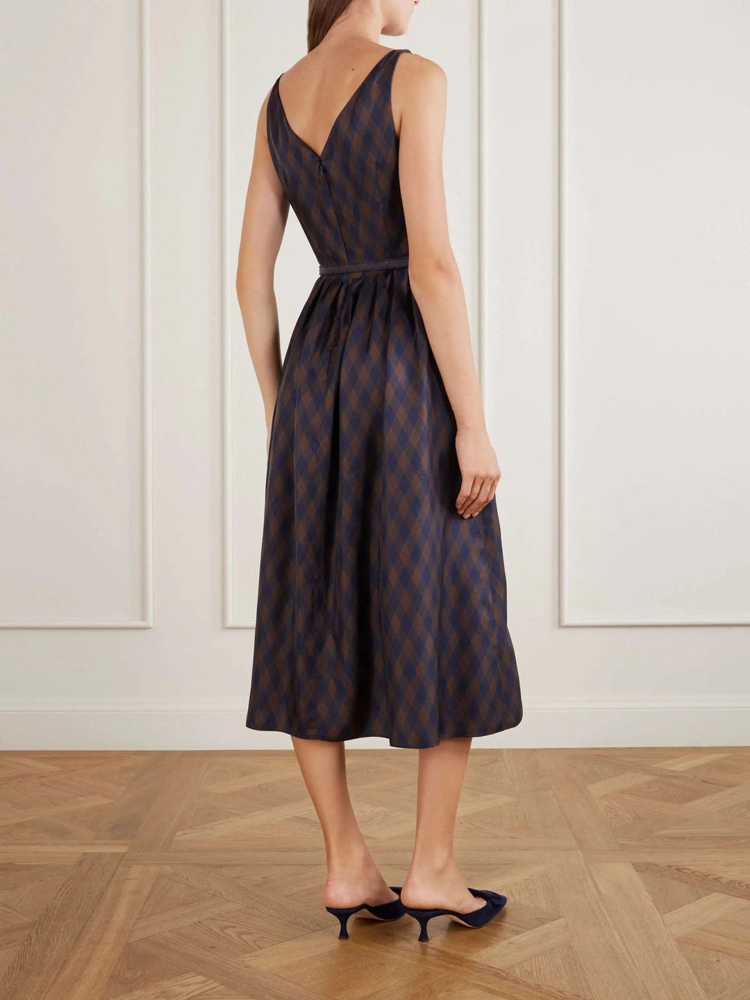 Silk-twill midi dress
