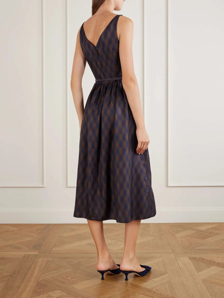 Silk-twill midi dress