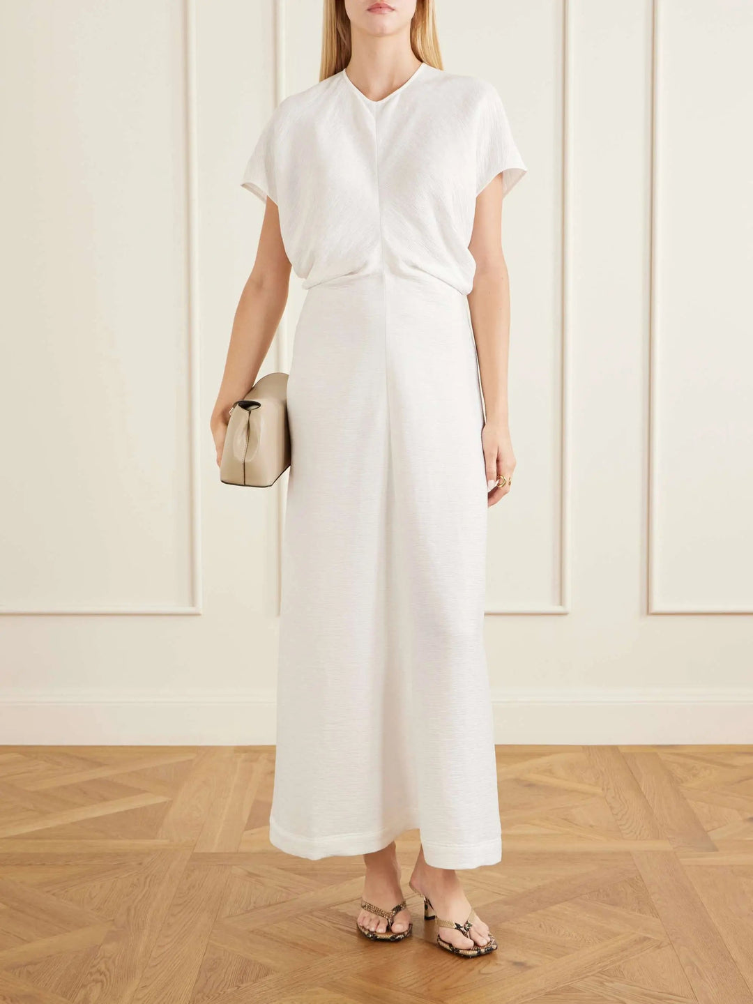 Woven maxi dress white