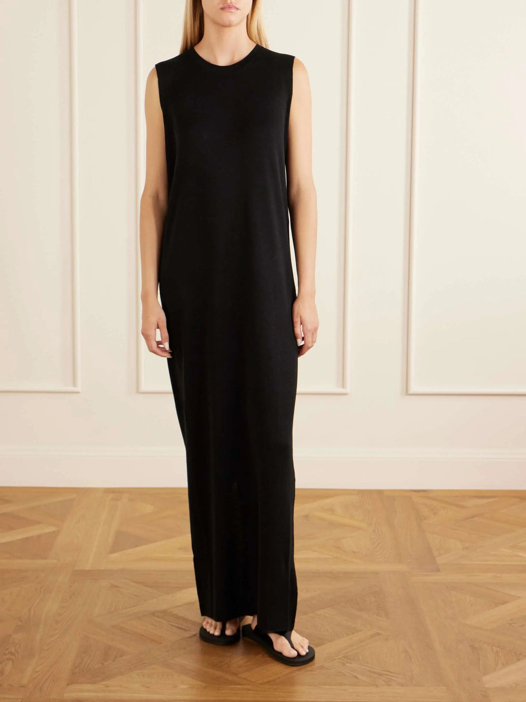 Silk maxi dress black