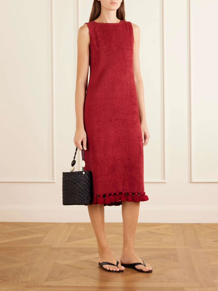 Cotton-terry midi dress