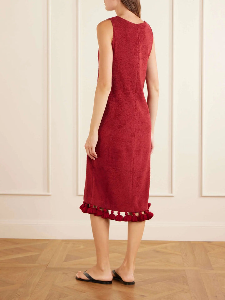 Cotton-terry midi dress
