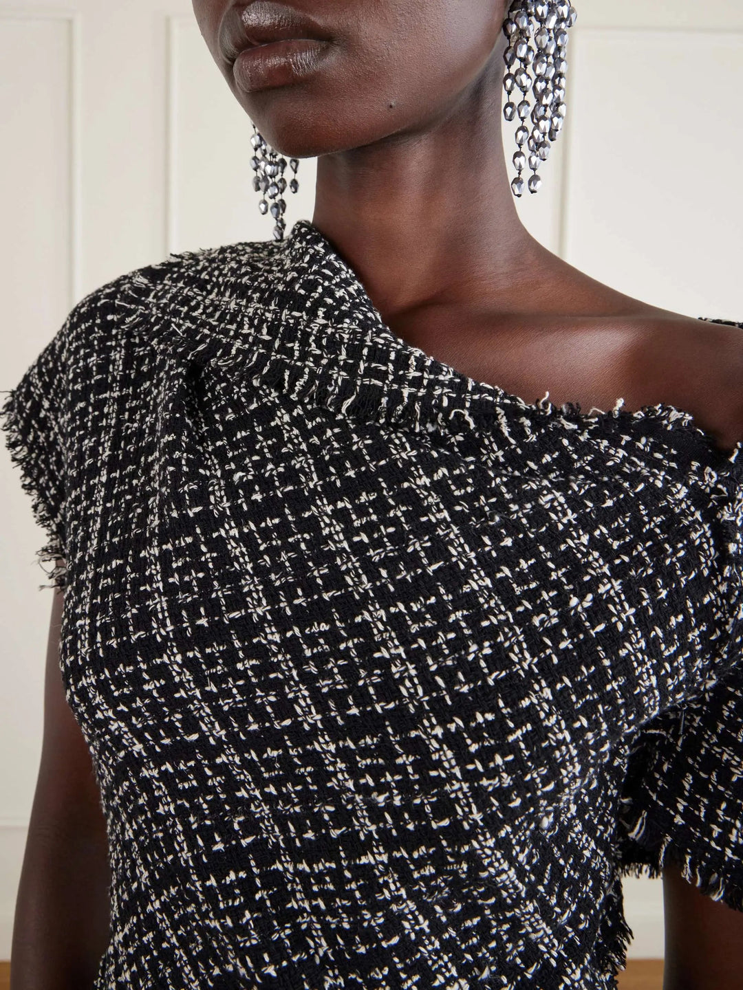 Cotton-blend tweed midi dress