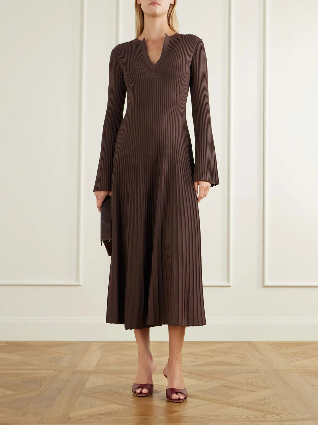 Ribbed woven midi dress