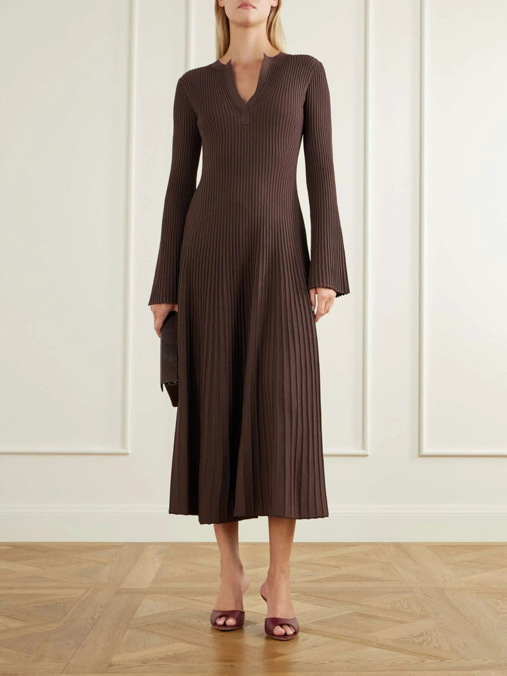 Ribbed woven midi dress