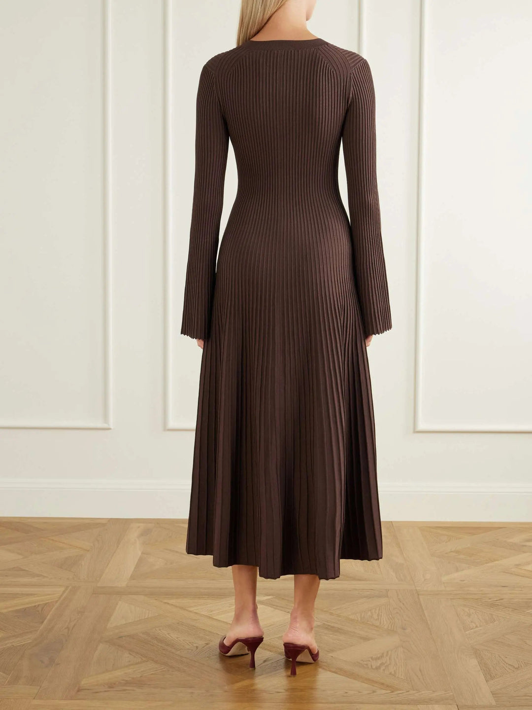 Ribbed woven midi dress