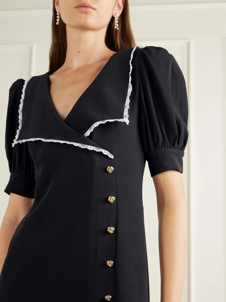 Lace-trimmed midi dress