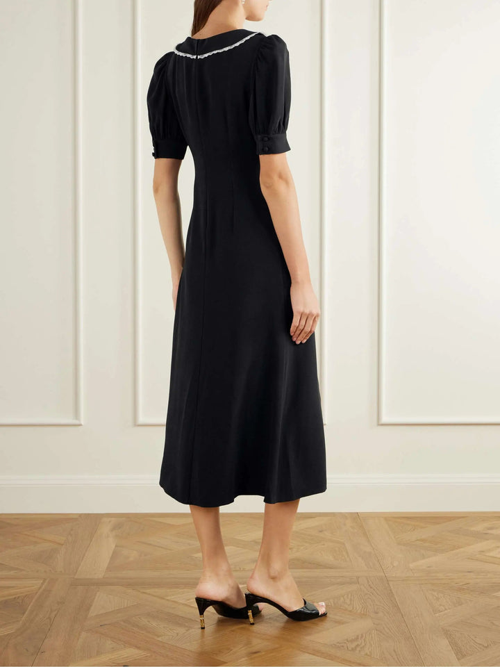 Lace-trimmed midi dress