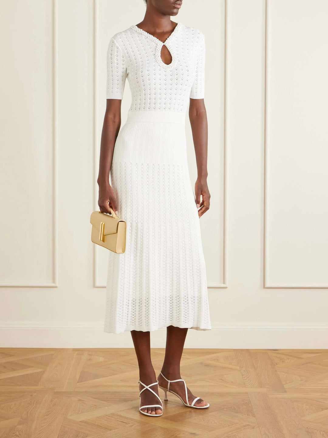 Cotton-knit midi dress
