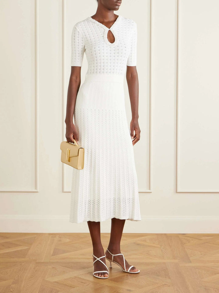 Cotton-knit midi dress