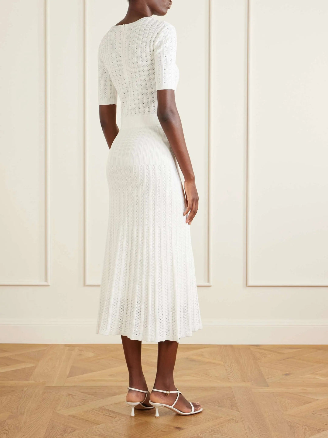 Cotton-knit midi dress