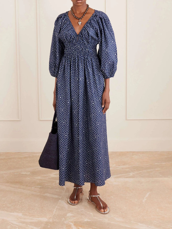 Print organic cotton midi dress