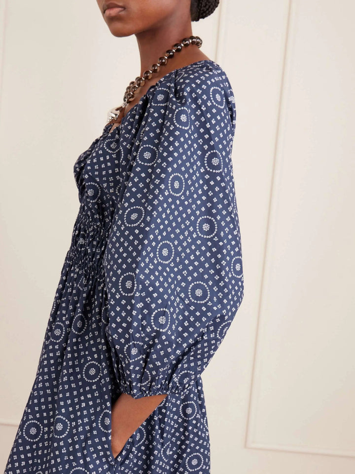 Print organic cotton midi dress