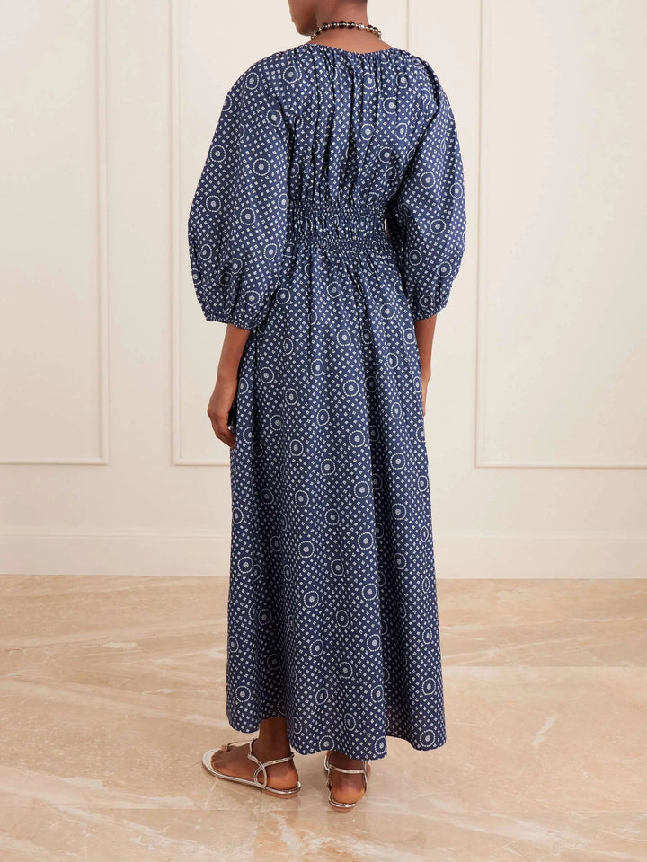 Print organic cotton midi dress
