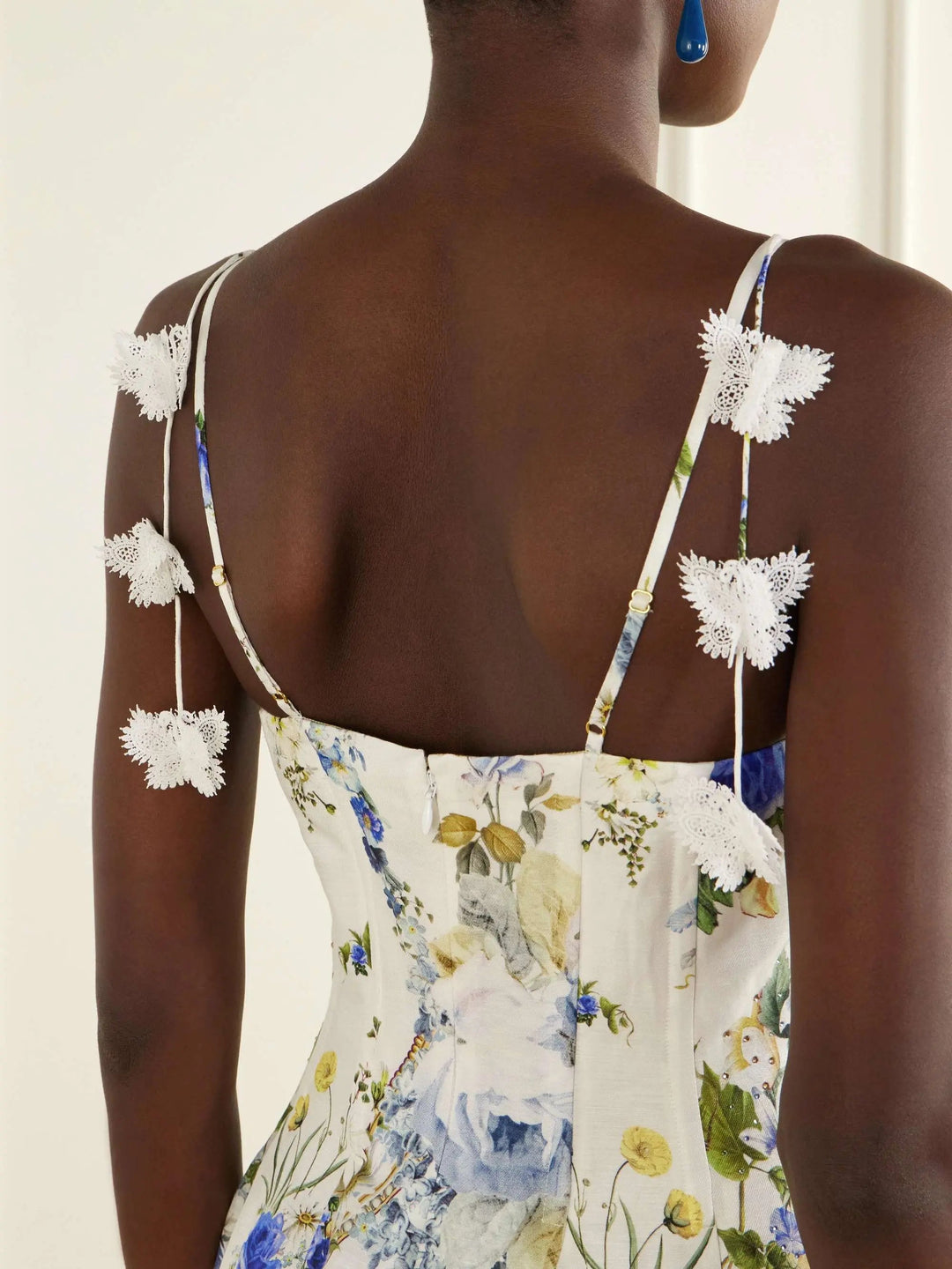 Floral-print linen and silk-blend midi dress