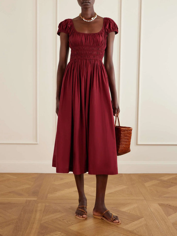Cotton-blend midi dress
