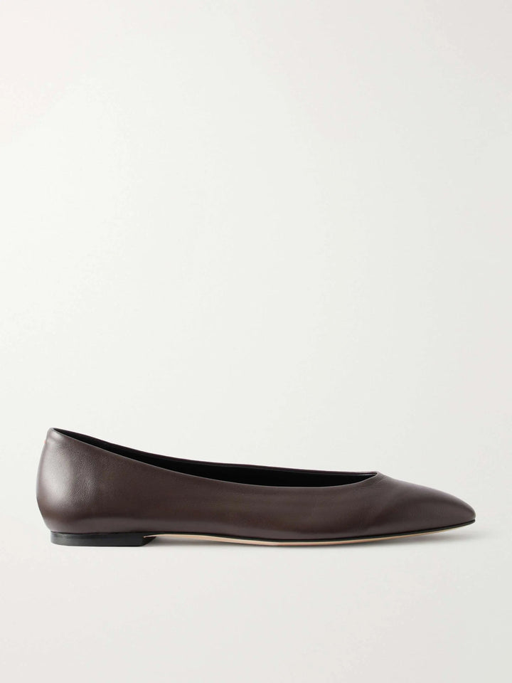 Leather ballet flats brown
